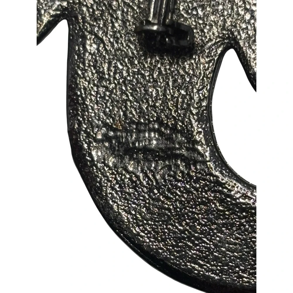 Vintage Silver Tone Textured Etched Geometric Lizard Gecko Statement Brooch Pin